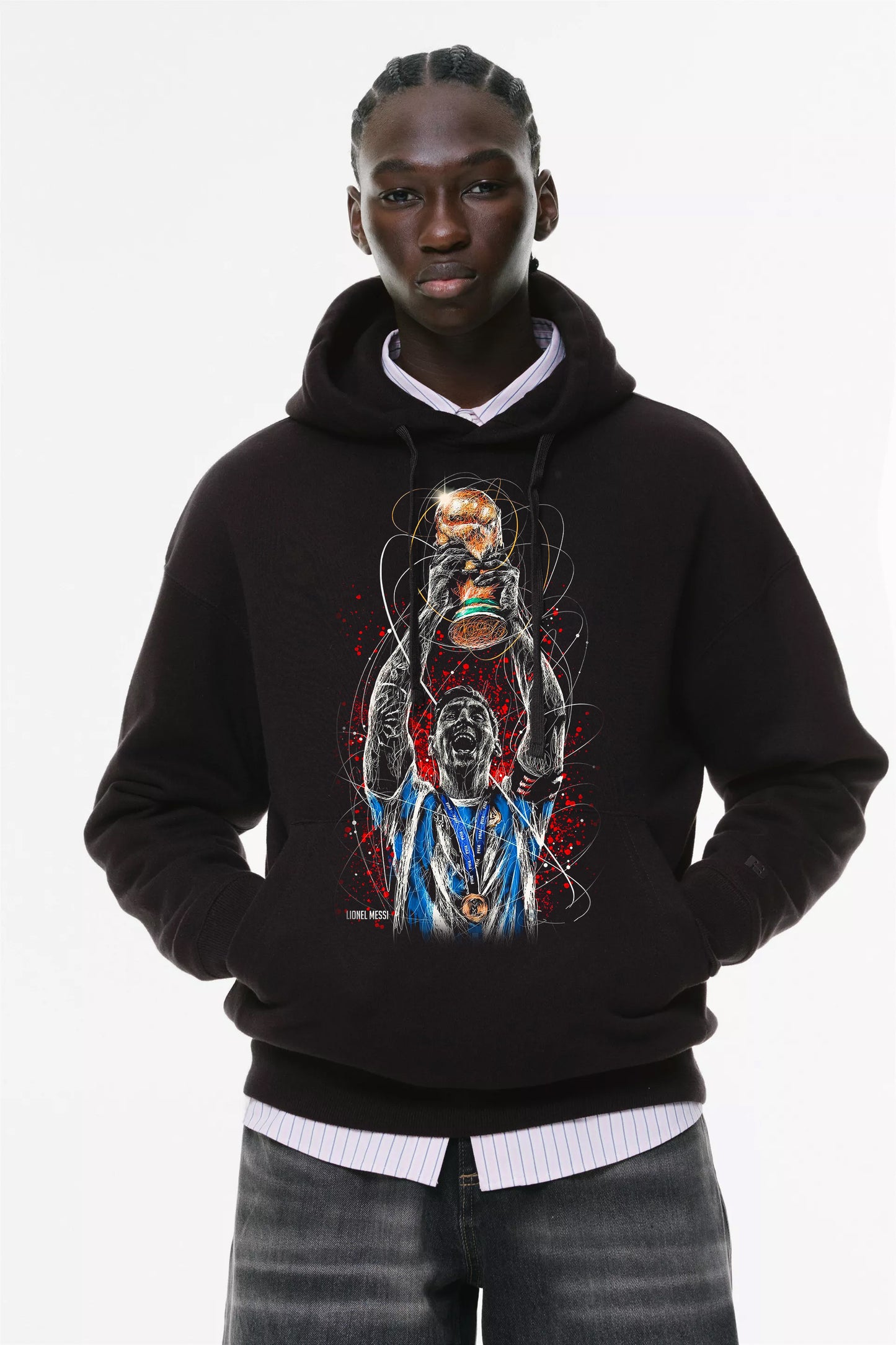 Φούτερ με κουκούλα και τσέπες Prenium ποιότητας της εταιρίας Lux in Tenebris με τύπωμα Messi - Μέσι
