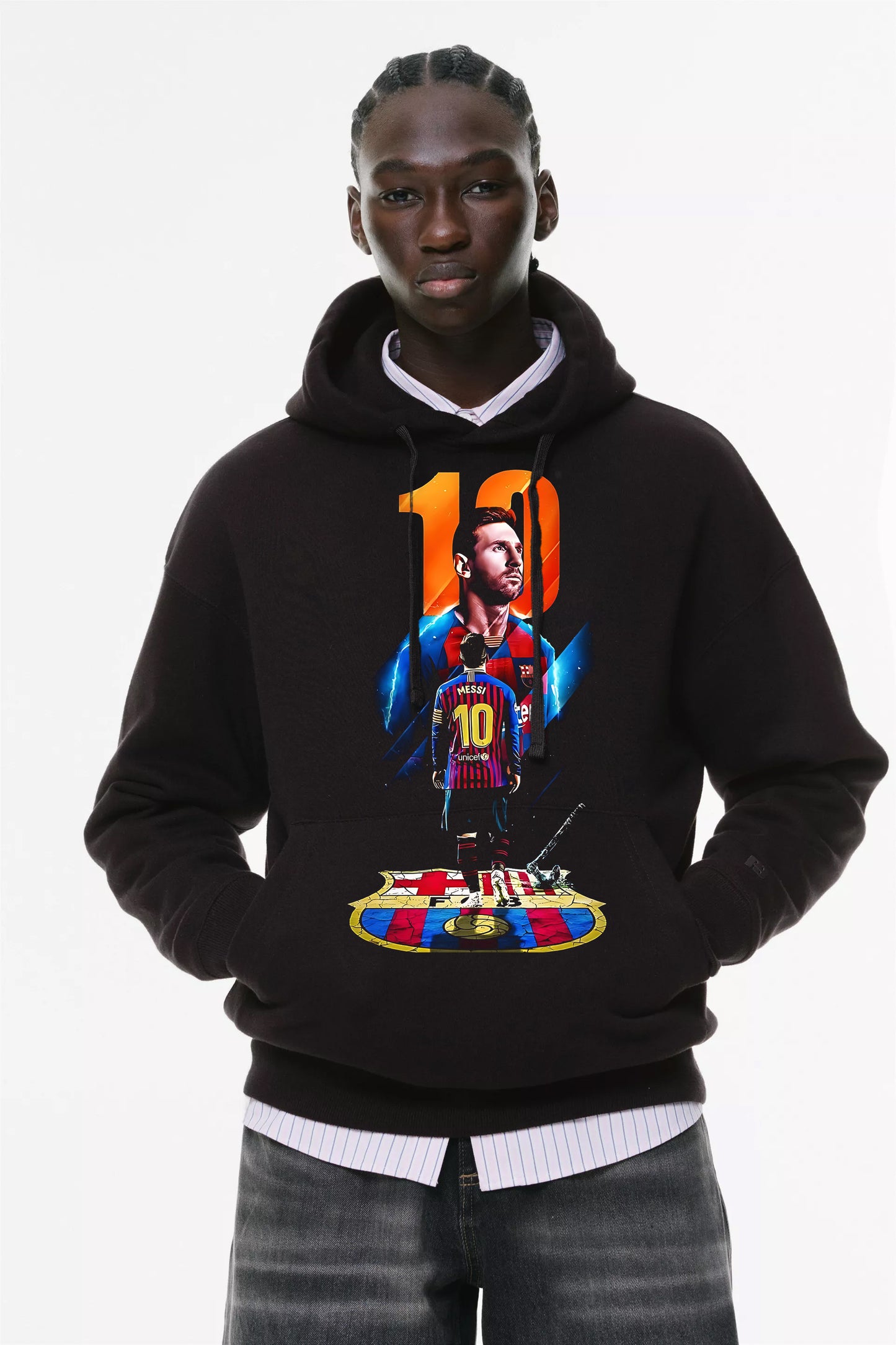 Φούτερ με κουκούλα και τσέπες Prenium ποιότητας της εταιρίας Lux in Tenebris με τύπωμα Messi - Μέσι