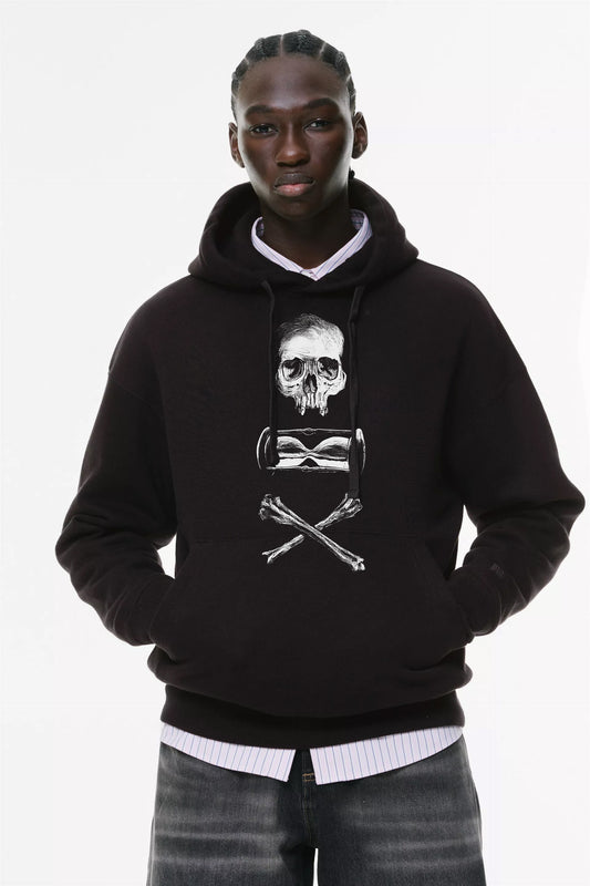 Φούτερ με κουκούλα και τσέπες Prenium Ποιότητας της LIT - Momento Mori Collection με τύπωμα Memento Mori Κρανίο