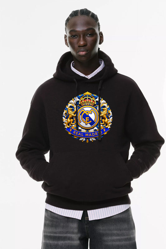 Φούτερ με κουκούλα και τσέπες Prenium ποιότητας της εταιρίας Lux in Tenebris με τύπωμα Real Madrit