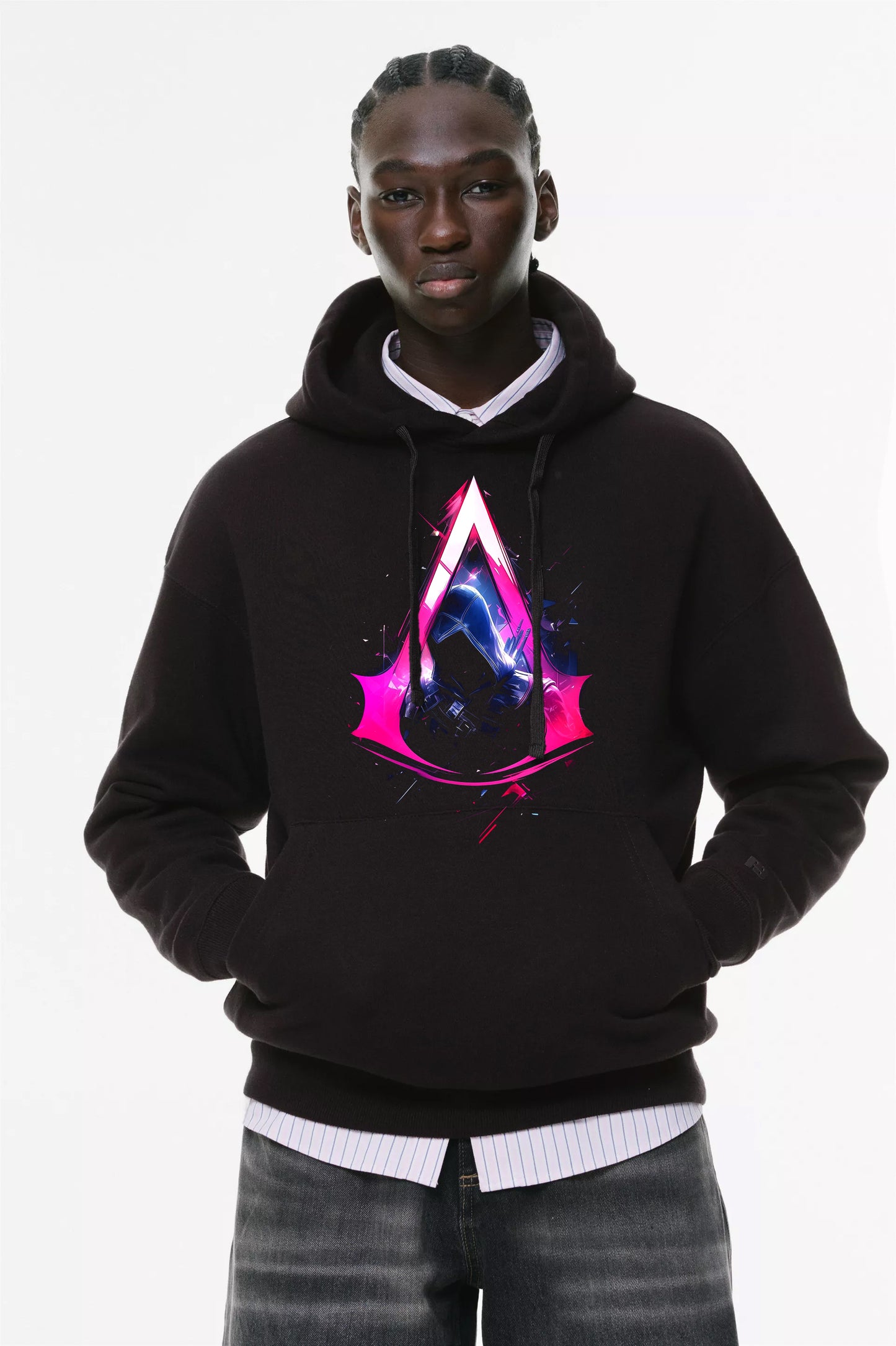 Φούτερ με κουκούλα και τσέπες Prenium ποιότητας της εταιρίας Lux in Tenebris με τύπωμα Assasins Creed