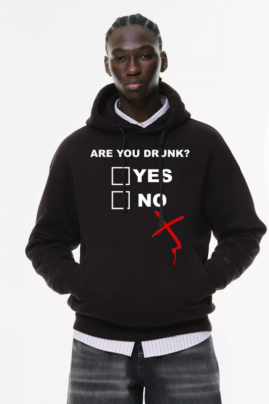 Φούτερ με κουκούλα και τσέπες Prenium ποιότητας της εταιρίας Lux in Tenebris με τύπωμα Drunk - Μεθυσμένος