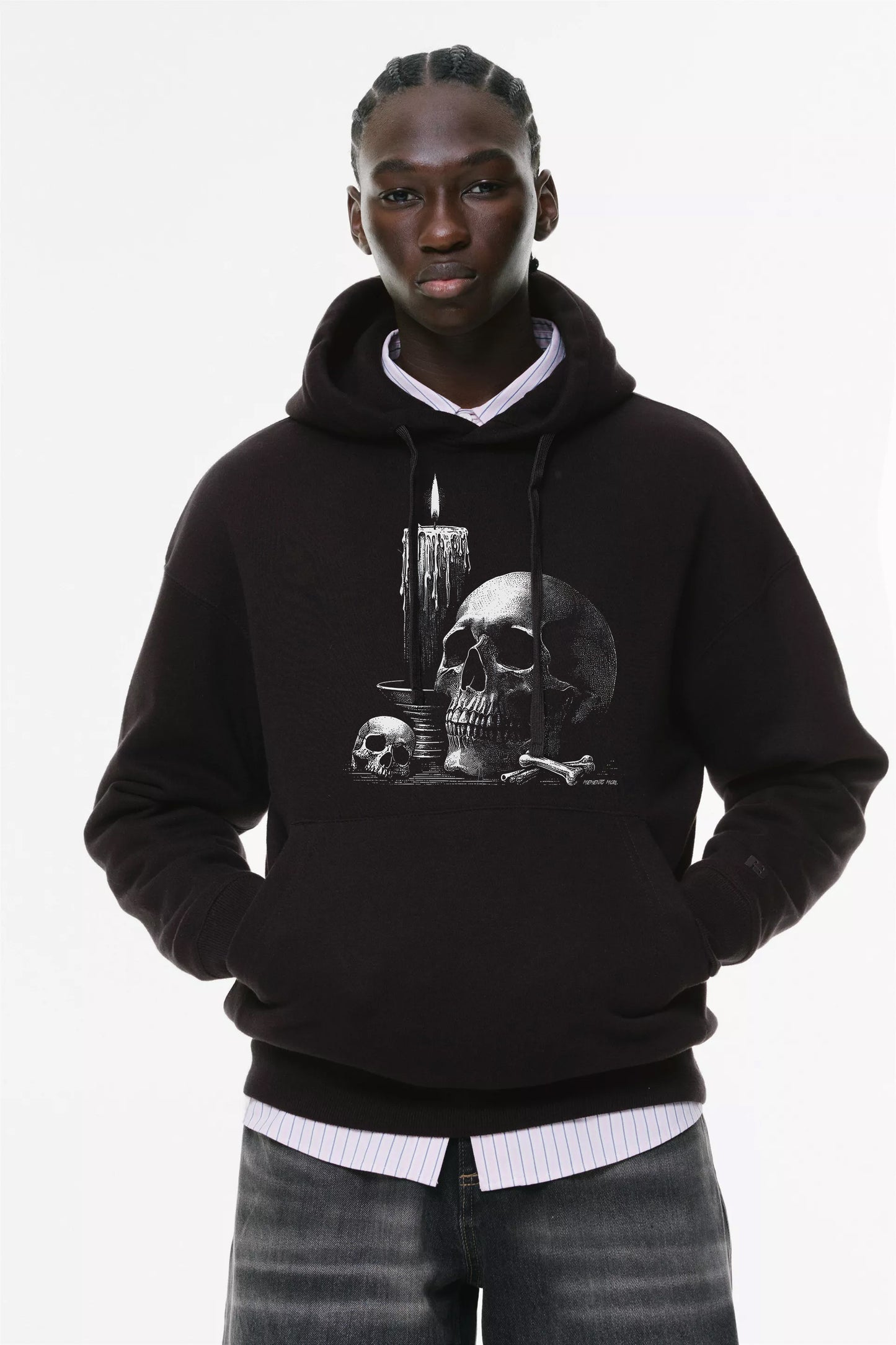 Φούτερ με κουκούλα και τσέπες Prenium Ποιότητας της LIT - Momento Mori Collection με τύπωμα Memento Mori Τέχνη