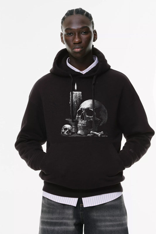 Φούτερ με κουκούλα και τσέπες Prenium Ποιότητας της LIT - Momento Mori Collection με τύπωμα Memento Mori Τέχνη