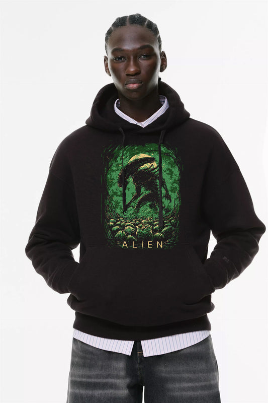 Φούτερ με κουκούλα και τσέπες Prenium ποιότητας της εταιρίας Lux in Tenebris με τύπωμα Alien