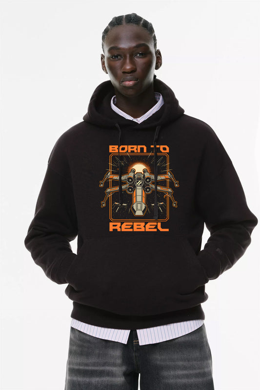 Φούτερ με κουκούλα και τσέπες Prenium ποιότητας της εταιρίας Lux in Tenebris με τύπωμαStar Wars Red 5 - Rebel Retro Art