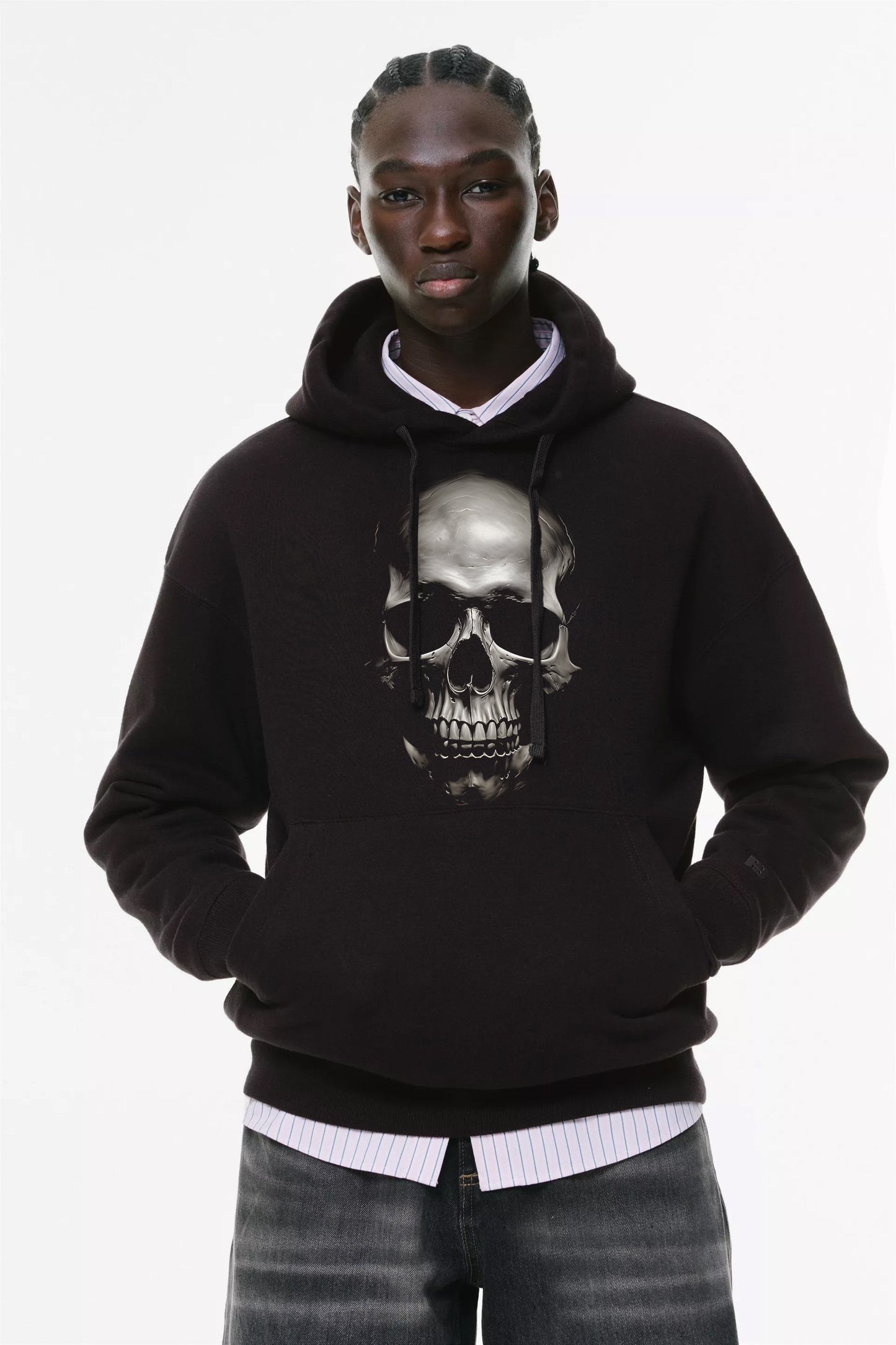 Φούτερ με κουκούλα και τσέπες Prenium Ποιότητας της LIT - Momento Mori Collection με τύπωμα Memento Mori Κρανίο