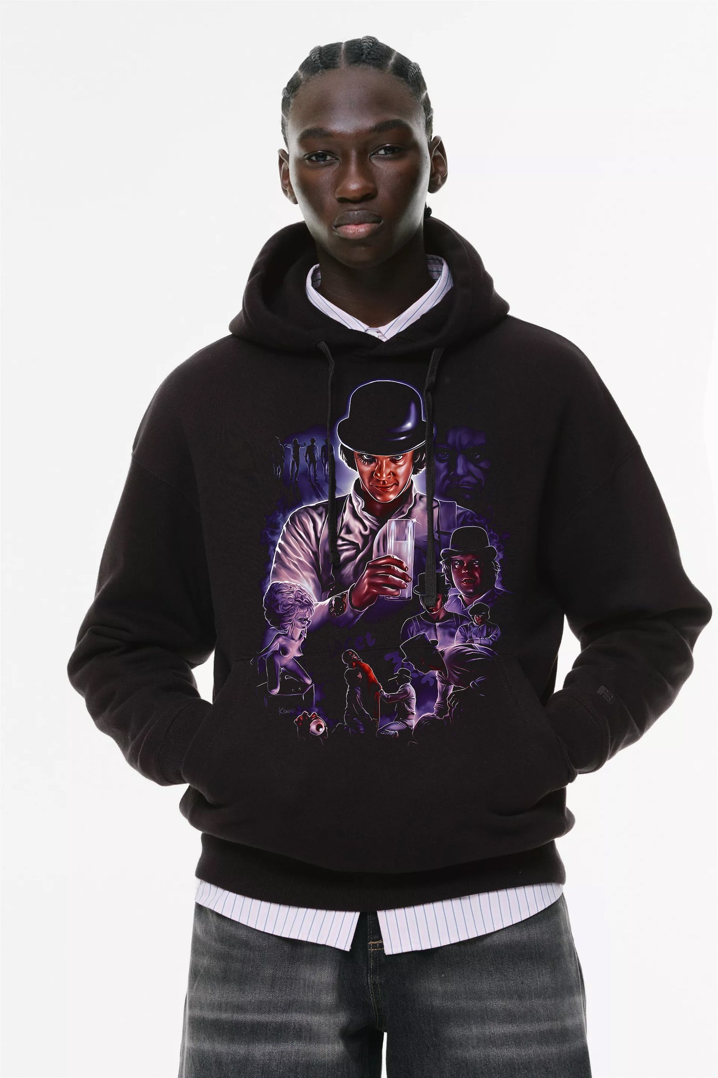 Φούτερ με κουκούλα και τσέπες Prenium ποιότητας της εταιρίας Lux in Tenebris με τύπωμα Clockwork Orange - Κουρδιστό Πορτοκάλι