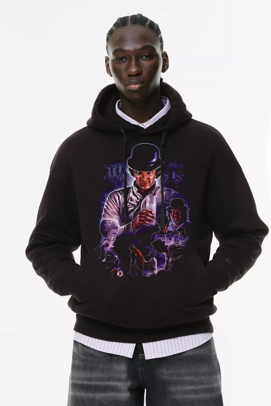 Φούτερ με κουκούλα και τσέπες Prenium ποιότητας της εταιρίας Lux in Tenebris με τύπωμα Clockwork Orange - Κουρδιστό Πορτοκάλι