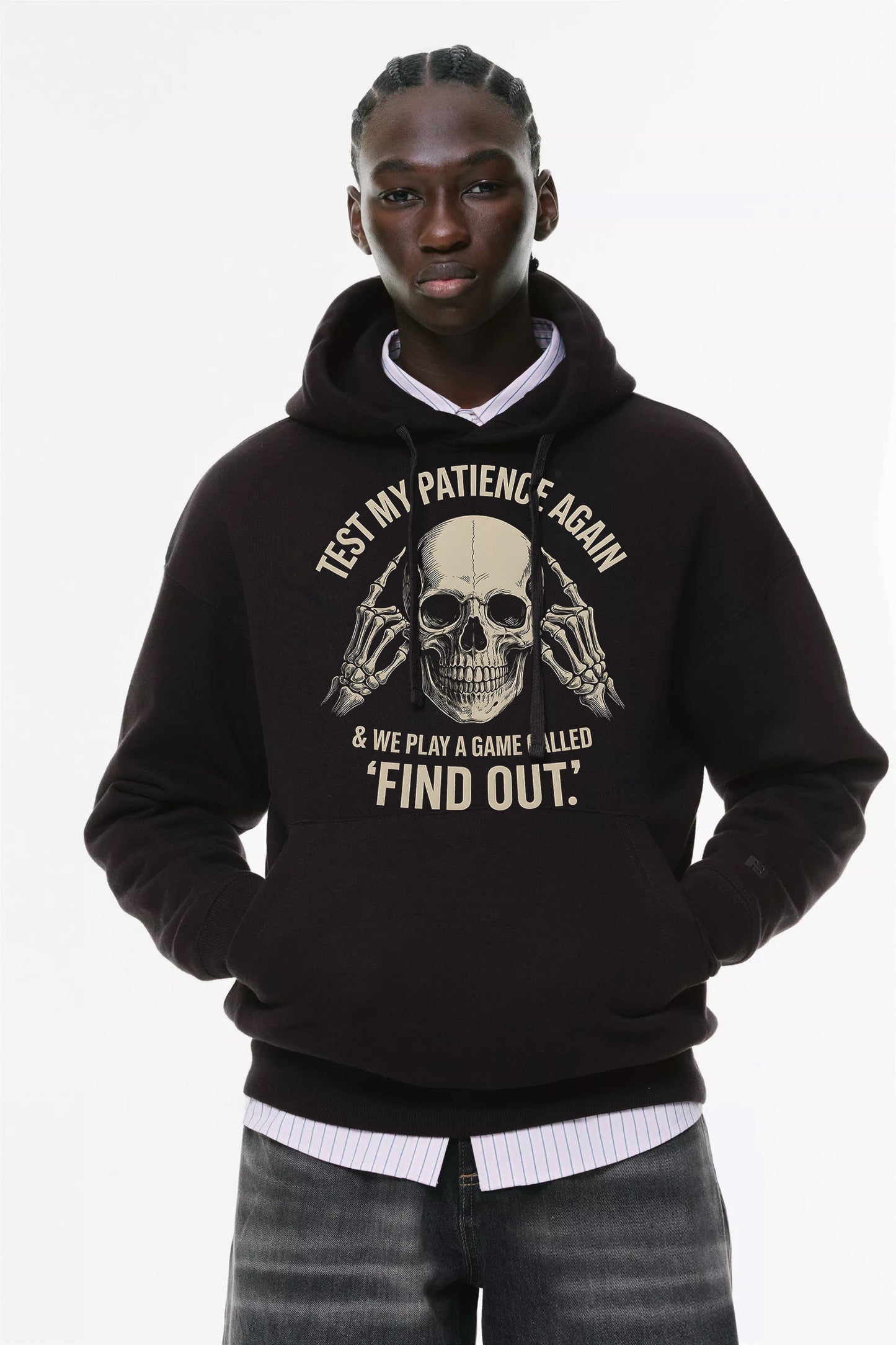 Φούτερ με κουκούλα και τσέπες Prenium Ποιότητας της LIT - Momento Mori Collection με τύπωμα Memento Mori Κρανίο