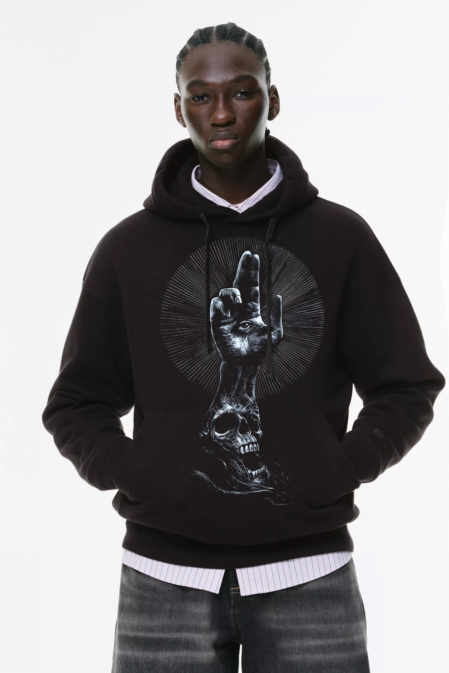 Φούτερ με κουκούλα και τσέπες Prenium Ποιότητας της LIT - Momento Mori Collection με τύπωμα Memento Mori Κρανίο Παντόπτης