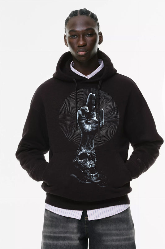 Φούτερ με κουκούλα και τσέπες Prenium Ποιότητας της LIT - Momento Mori Collection με τύπωμα Memento Mori Κρανίο Παντόπτης