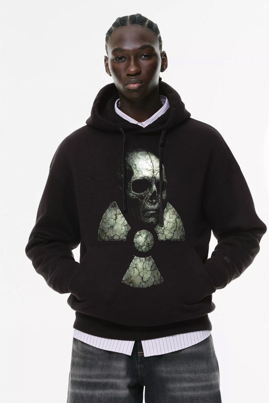 Φούτερ με κουκούλα και τσέπες Prenium Ποιότητας της LIT - Momento Mori Collection με τύπωμα Memento Mori Κρανίο Ραδιενέργεια