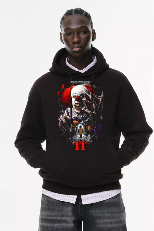 Φούτερ με κουκούλα και τσέπες Prenium ποιότητας της εταιρίας Lux in Tenebris με τύπωμα It - Claasic Horror Movies