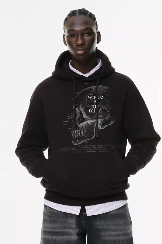 Φούτερ με κουκούλα και τσέπες Prenium Ποιότητας της LIT - Momento Mori Collection με τύπωμα Memento Mori Κρανίο Φιλοσοφία