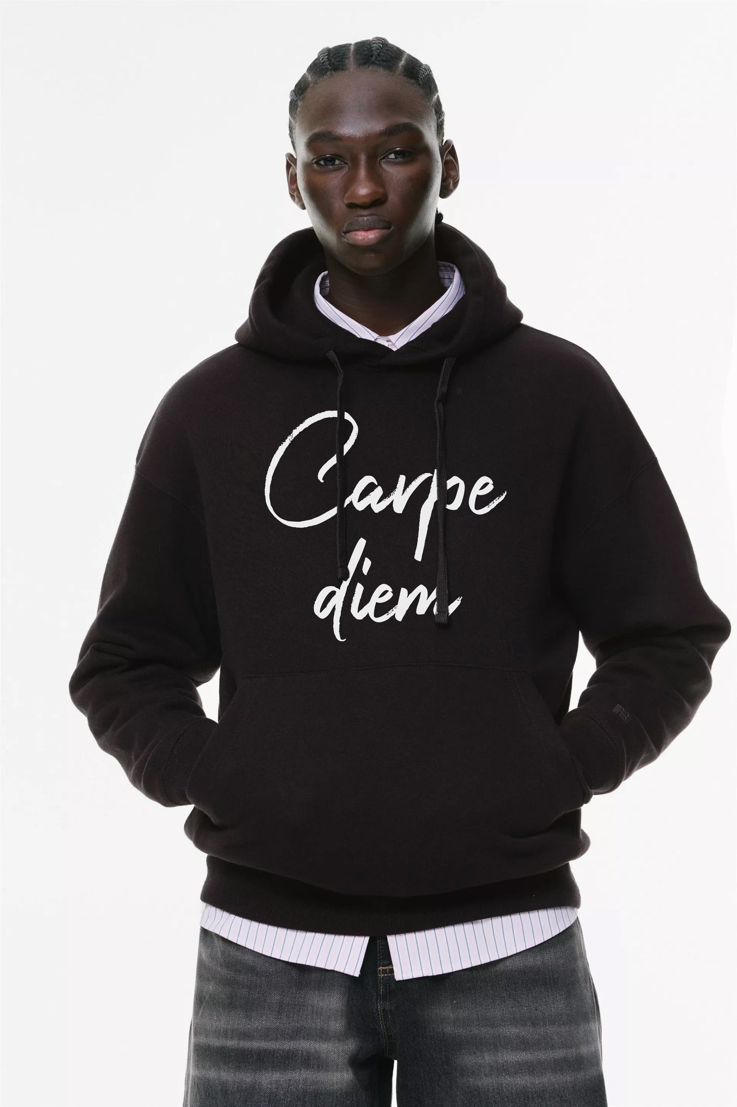 Φούτερ με κουκούλα και τσέπες Prenium Ποιότητας της LIT - Momento Mori Collection με τύπωμα Memento Mori Carpe Diem