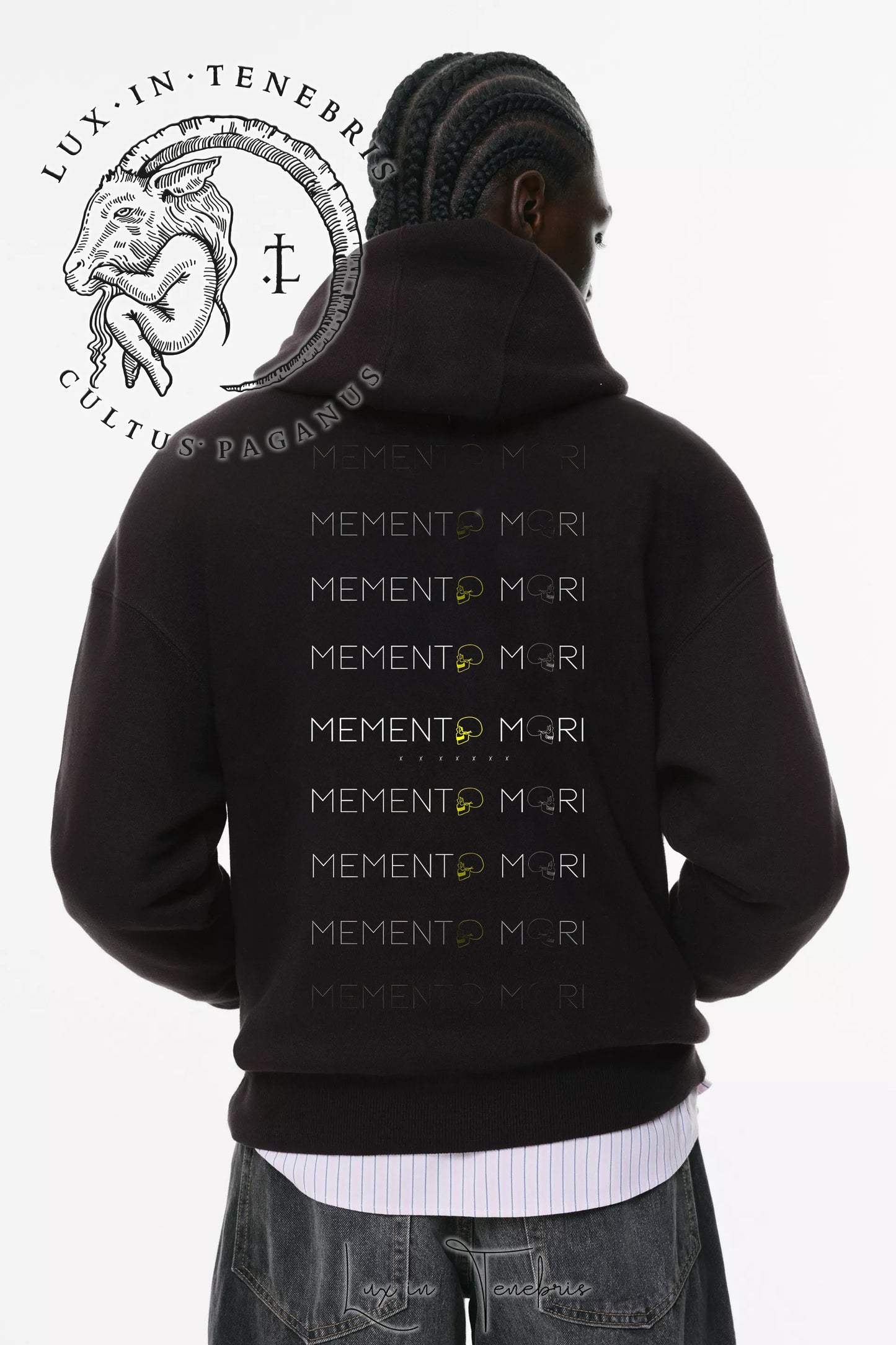 Φούτερ με κουκούλα και τσέπες Prenium Ποιότητας της LIT - Momento Mori Collection με τύπωμα Memento Mori