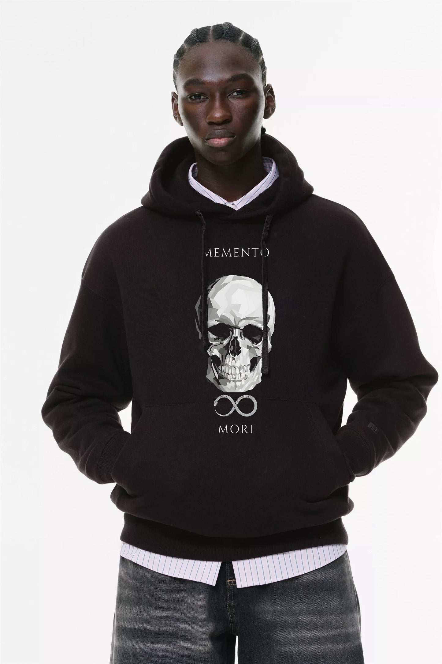 Φούτερ με κουκούλα και τσέπες Prenium Ποιότητας της LIT - Momento Mori Collection με τύπωμα Memento Mori  Skull