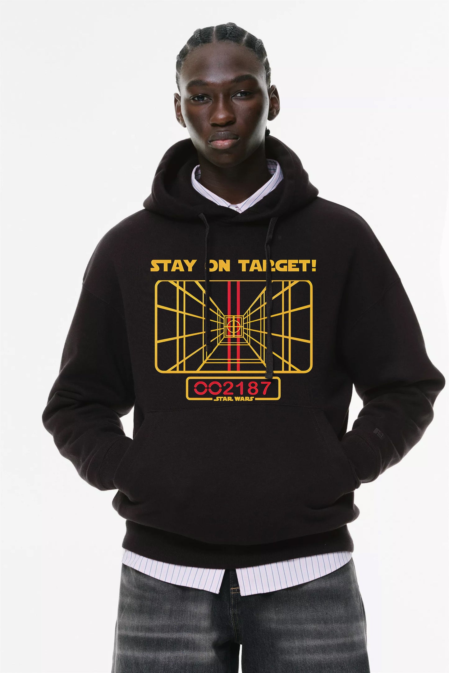 Φούτερ με κουκούλα και τσέπες Prenium ποιότητας της εταιρίας Lux in Tenebris με τύπωμα Red Five Rebels Starship - Star Wars Art -  Retro - Vintage