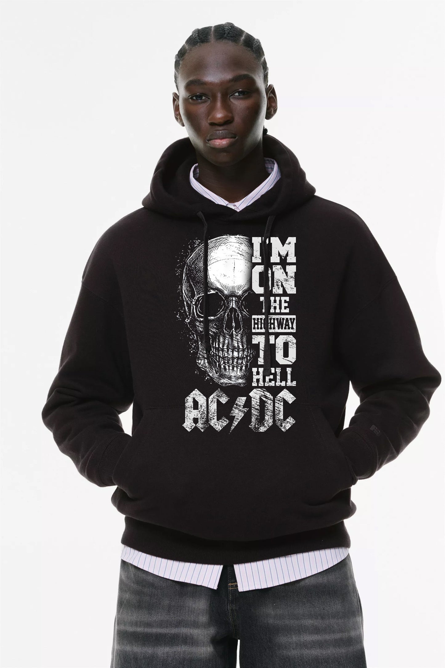 Φούτερ με κουκούλα και τσέπες Prenium ποιότητας της εταιρίας Lux in Tenebris με τύπωμα AC/DC