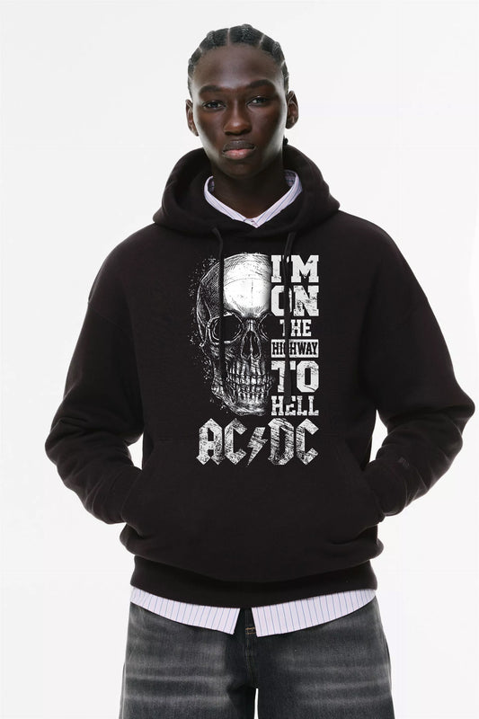 Φούτερ με κουκούλα και τσέπες Prenium ποιότητας της εταιρίας Lux in Tenebris με τύπωμα AC/DC