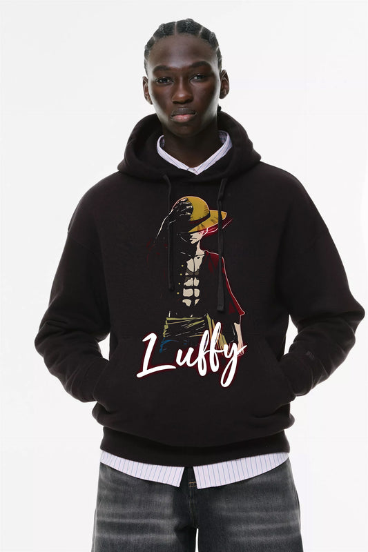 Φούτερ με κουκούλα και τσέπες Prenium ποιότητας της εταιρίας Lux in Tenebris με τύπωμα One Piece - Luffy