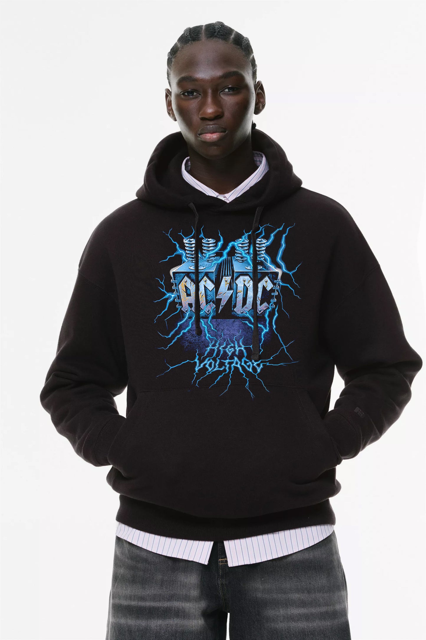 Φούτερ με κουκούλα και τσέπες Prenium ποιότητας της εταιρίας Lux in Tenebris με τύπωμα AC/DC