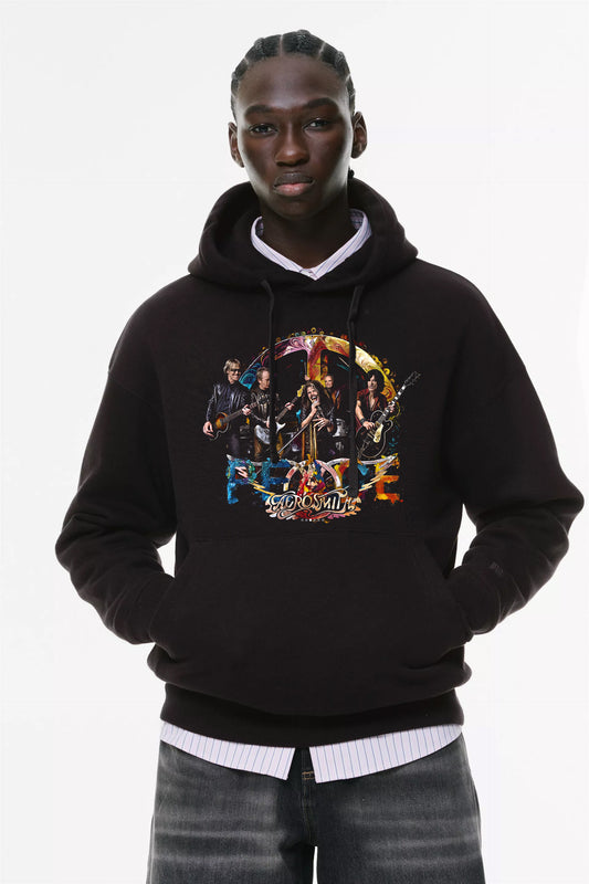 Φούτερ με κουκούλα και τσέπες Prenium ποιότητας της εταιρίας Lux in Tenebris με τύπωμα Aerosmith