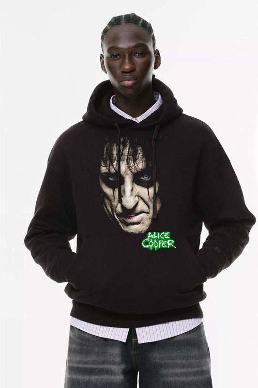 Φούτερ με κουκούλα και τσέπες Prenium ποιότητας της εταιρίας Lux in Tenebris με τύπωμα Alice Cooper