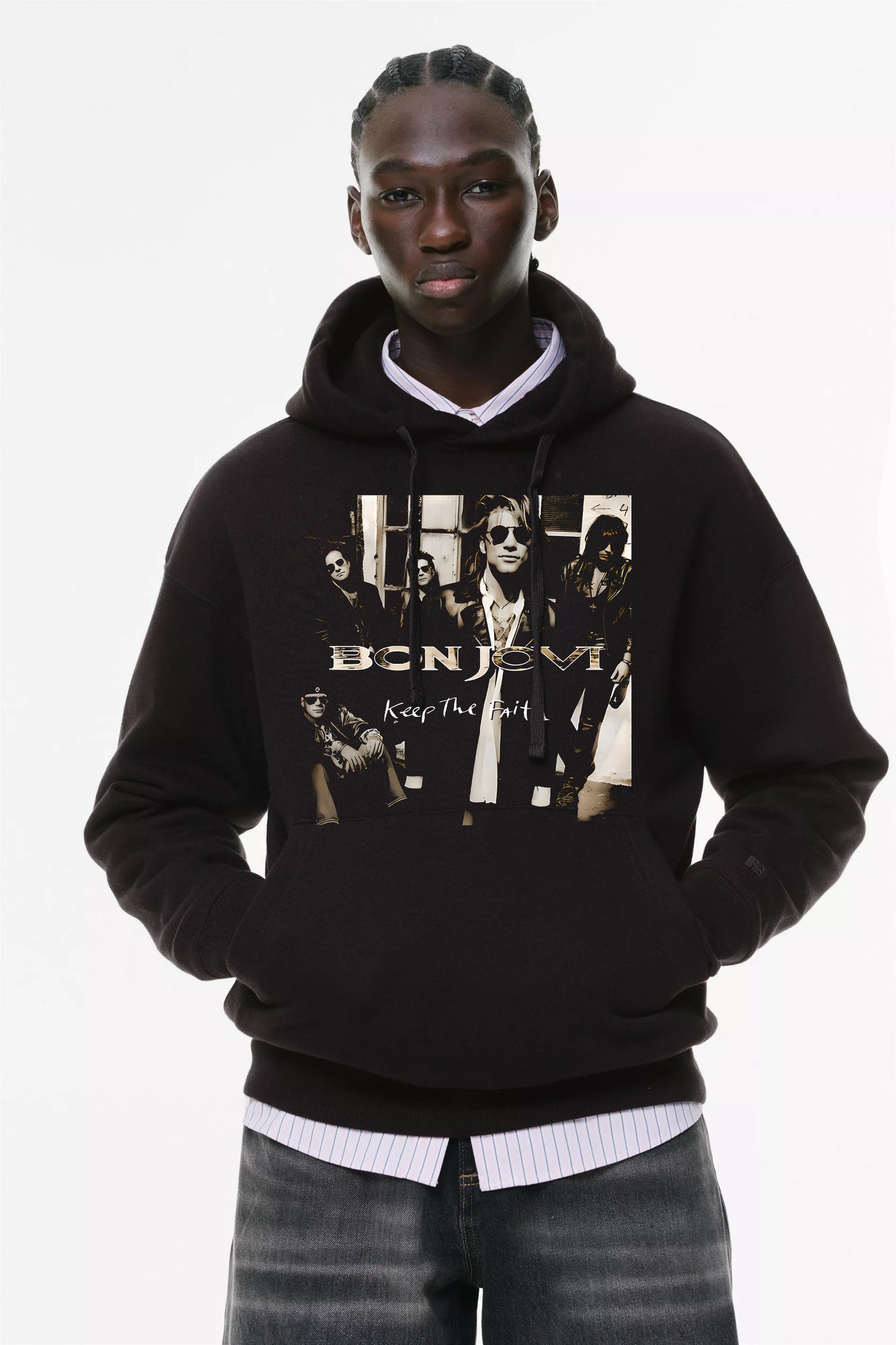 Φούτερ με κουκούλα και τσέπες Prenium ποιότητας της εταιρίας Lux in Tenebris με τύπωμα Bon Jovi - Keep the Faith